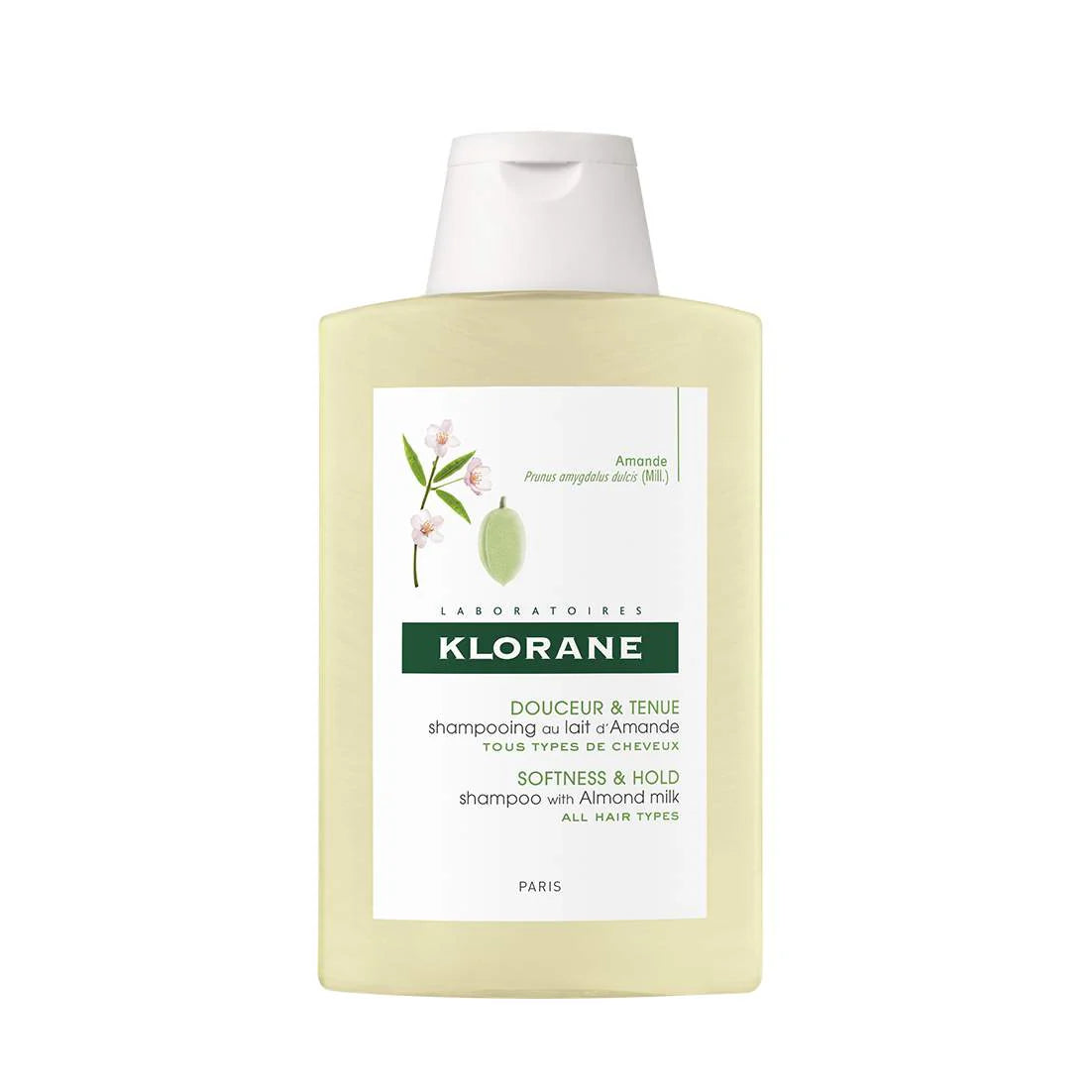 Klorane shampoo bottle with almond milk 