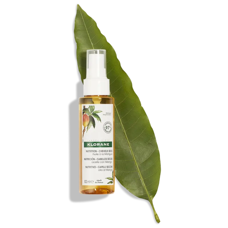 Klorane hair care product bottle with a leaf 