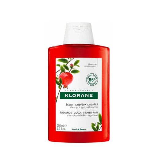 Klorane shampoo bottle with pomegranate design 